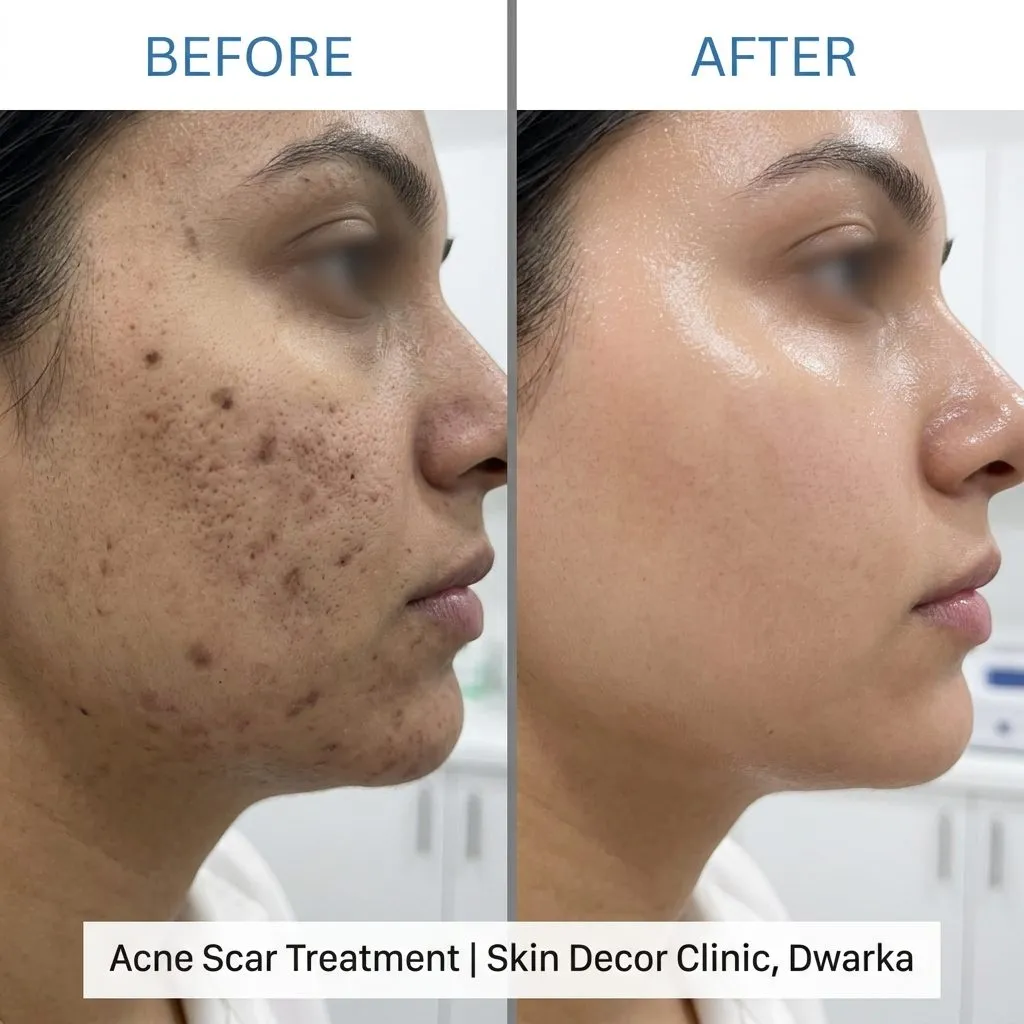 Acne Scar Treatment Before After Results — Skin Decor Clinic Dwarka